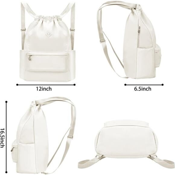 Drawstring Backpack with Wet Pocket Gym Backpack Water-Resistant Cinch String main image 6